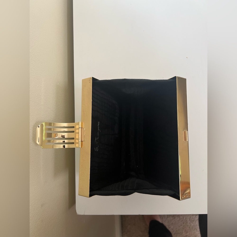 Chic Designer Black and Gold Clutch - Picture 4 of 11